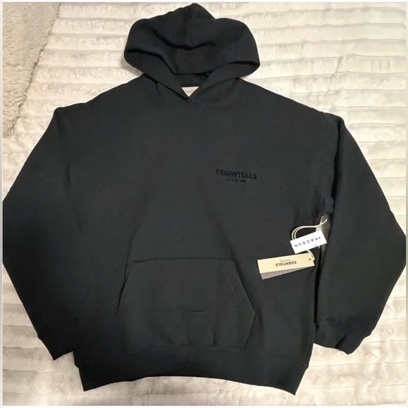 Essentials Black Hoodie Sweatshirt - Picture 2 of 7